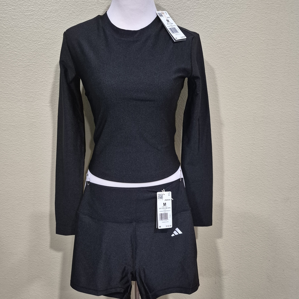 Adidas We LS SHN Black Long Sleeve Top and Shorts  Size M